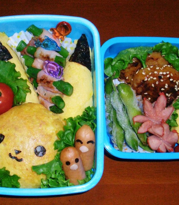ピカチュウオムライスとミートボール弁当 : かわいいおべんとう