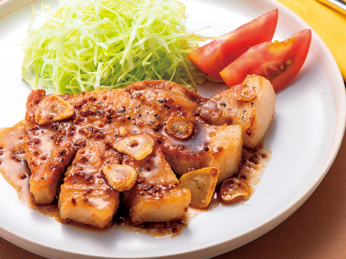 今日の2品献立♡豚肉のハニーマスタードソースとレンチン茄子の米酢醤油和え 「ソースが絶品♪」「まるめし」Pork honey mustardsauce