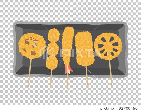 串カツ モノクロ：イラスト無料