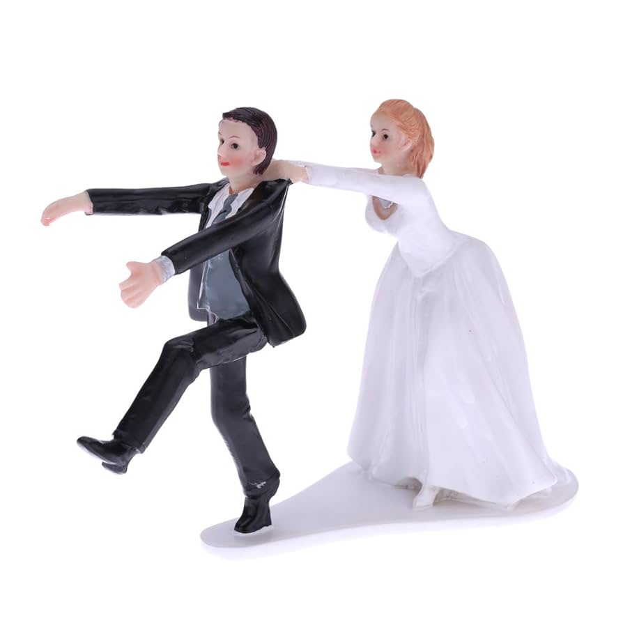 ケーキトッパー花嫁新郎の置物：花嫁と花groomの置物を備えた面白いウエディングケーキトッパー ロマンチックな結婚の置物装飾用品を￥1,730DHgate