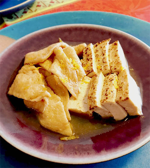 焼き豆腐のそぼろあんかけ