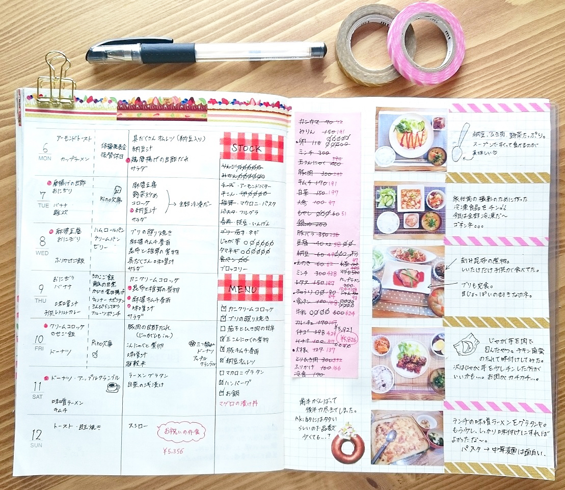 ズボラさんにこそオススメ！一覧で見やすい献立ノート : Geminiのじぇむさん 手仕事日記