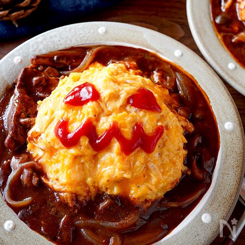 お手軽☆ビーフシチュー半熟オムライス♪