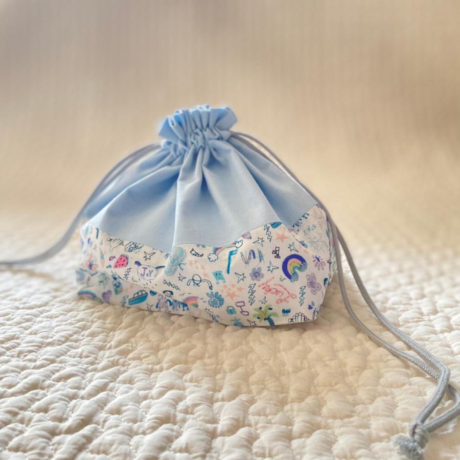 お弁当袋の作り方 素朴でかわいいおにぎり巾着。裏地なしで簡単、子どもが使いやすい持ち手付き。 入園準備ゆるっとぴたっと