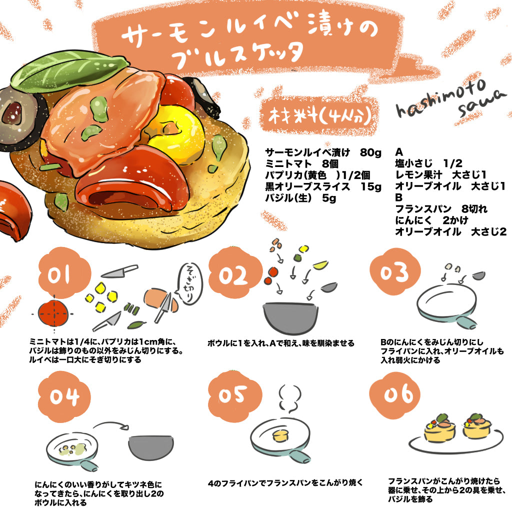 今回は頒布会12月に入っている いくら醤油漬 と 鮭ルイベ漬 を使ったアレンジレシピをご紹介いたします。人気商品２品を贅沢に使用したペペロンチーノです。鮭ルイベ漬といくら醤油漬のペペロンチーノ＜材料 1人前 ＞ ・鮭ルイベ漬 50ｇ・いくら醤油漬 おお