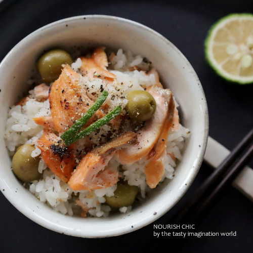 鮭とほうれん草の白だしスープごはん