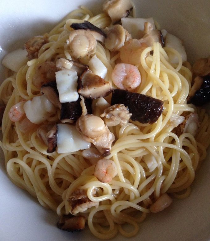 シーフードミックスの和風パスタ