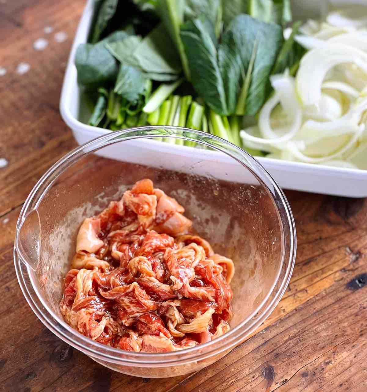 小松菜のチャプチェトキワさん家のキッチン