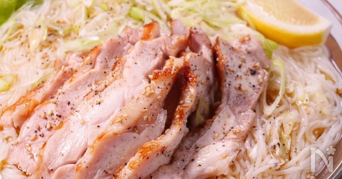 鶏チャーシューや蒸し鶏で♪鶏塩ぶっかけ素麺