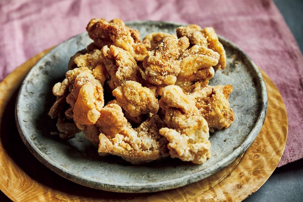 レンジで鶏の塩唐揚げ 油淋鶏風、サニーレタスとミニトマト、ごま豆腐、オクラとわかめのみそ汁 3人分