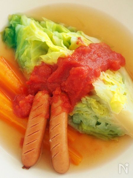 ツナマカロニサラダの献立 副菜：プチトマトとズッキーニのピクルス、汁物：チーズとろ～り 鶏じゃがスープ野菜 献立 ・メニュー 味の素パーク たべる楽しさを、もっと