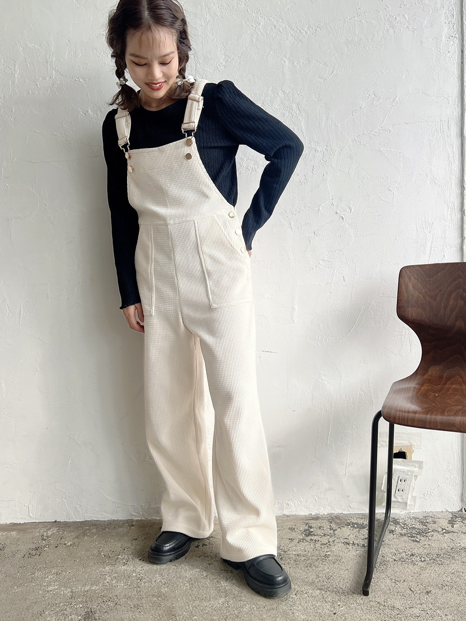 ワッフルコーデュロイサロペ BROWN ※残りわずかワンピース オールインワンJUMELLE