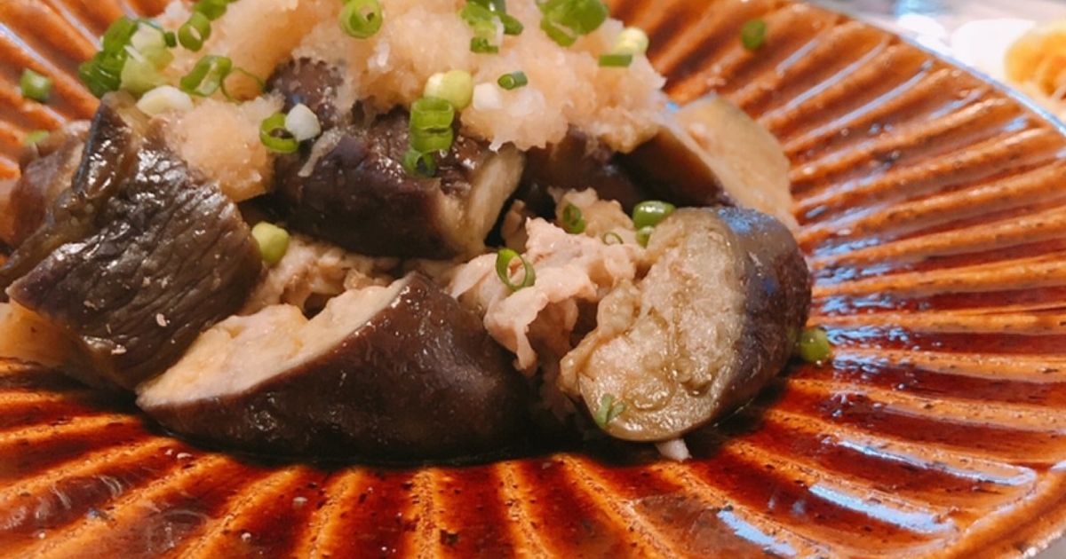 ポン酢で食べる茄子の挟み焼き
