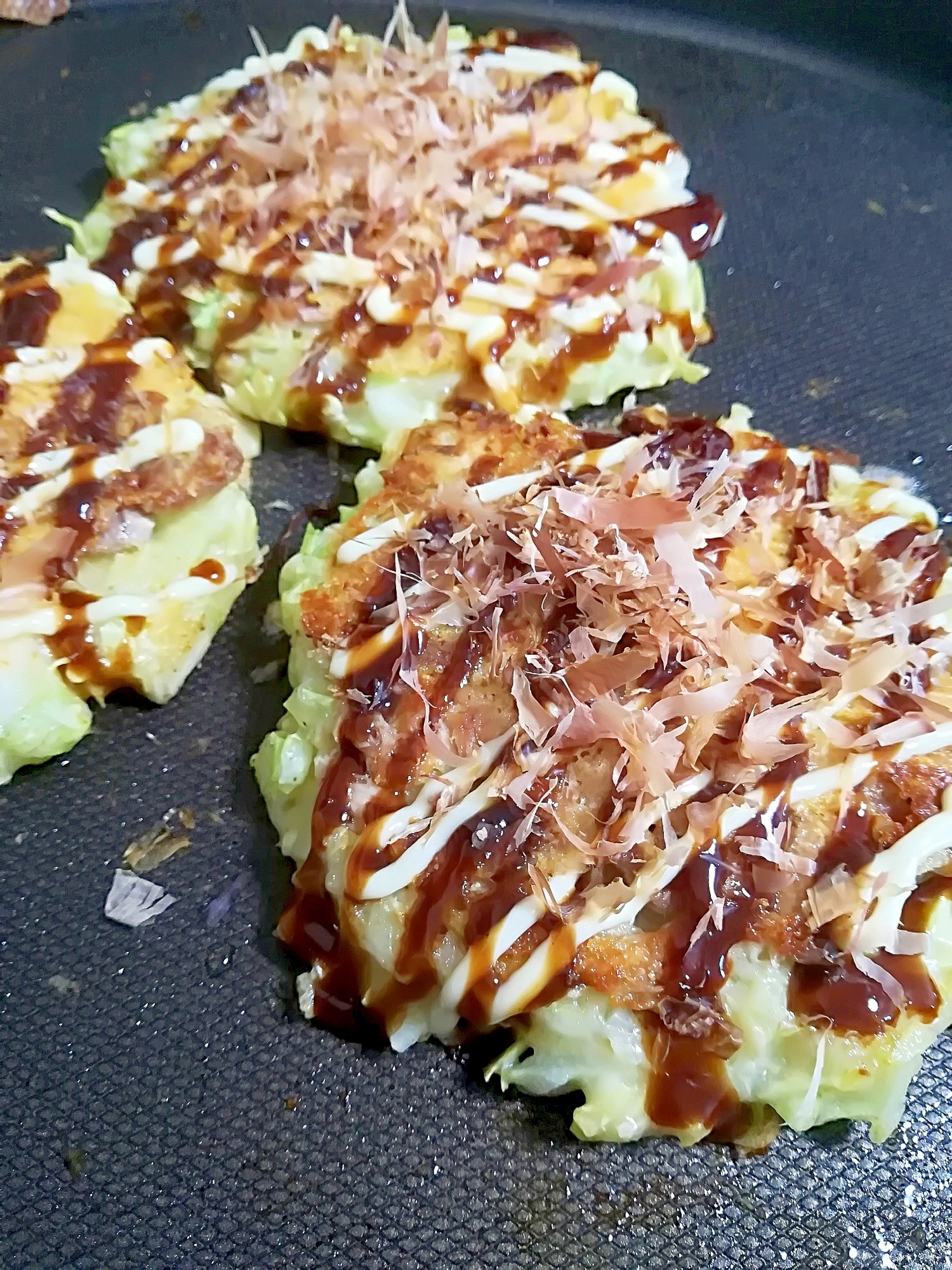 卵なしキャベツが甘いお好み焼き