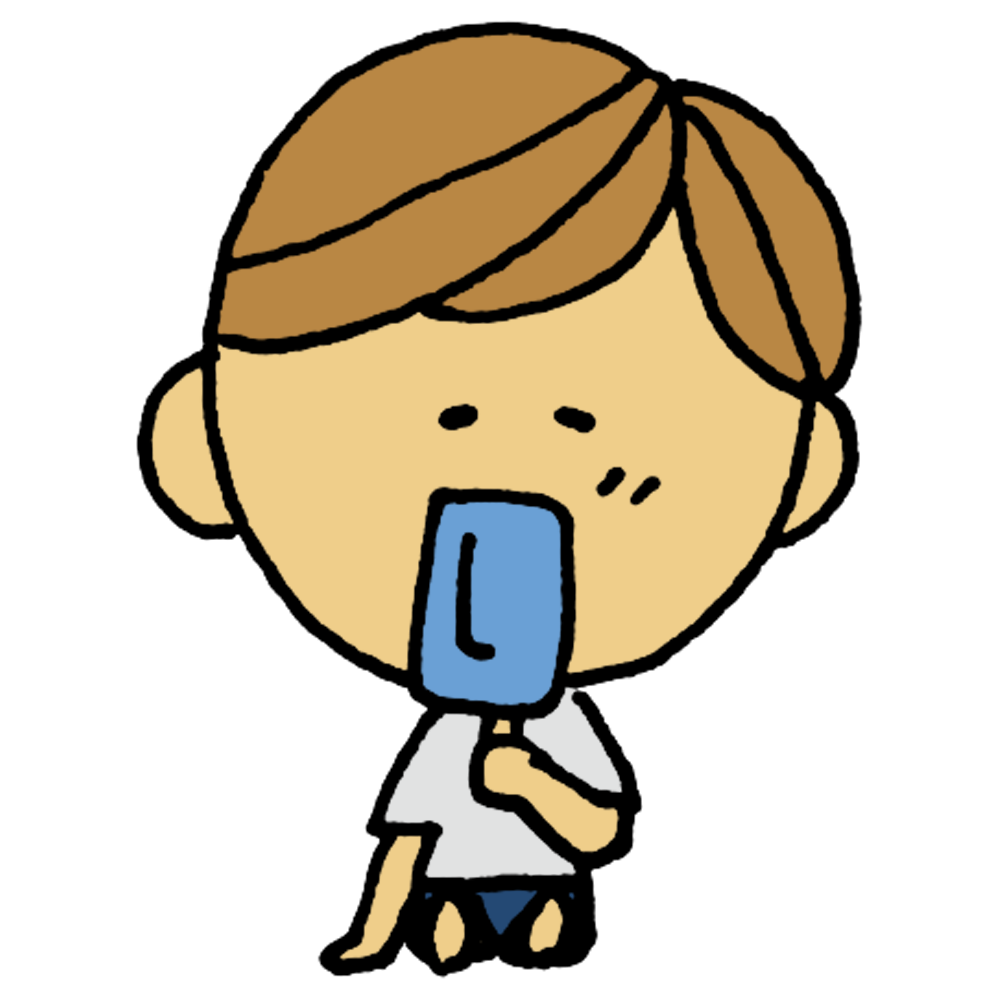 アイスキャンディを食べる、年配男性の無料イラスト透過PNG・商用利用OKイラストセンタ