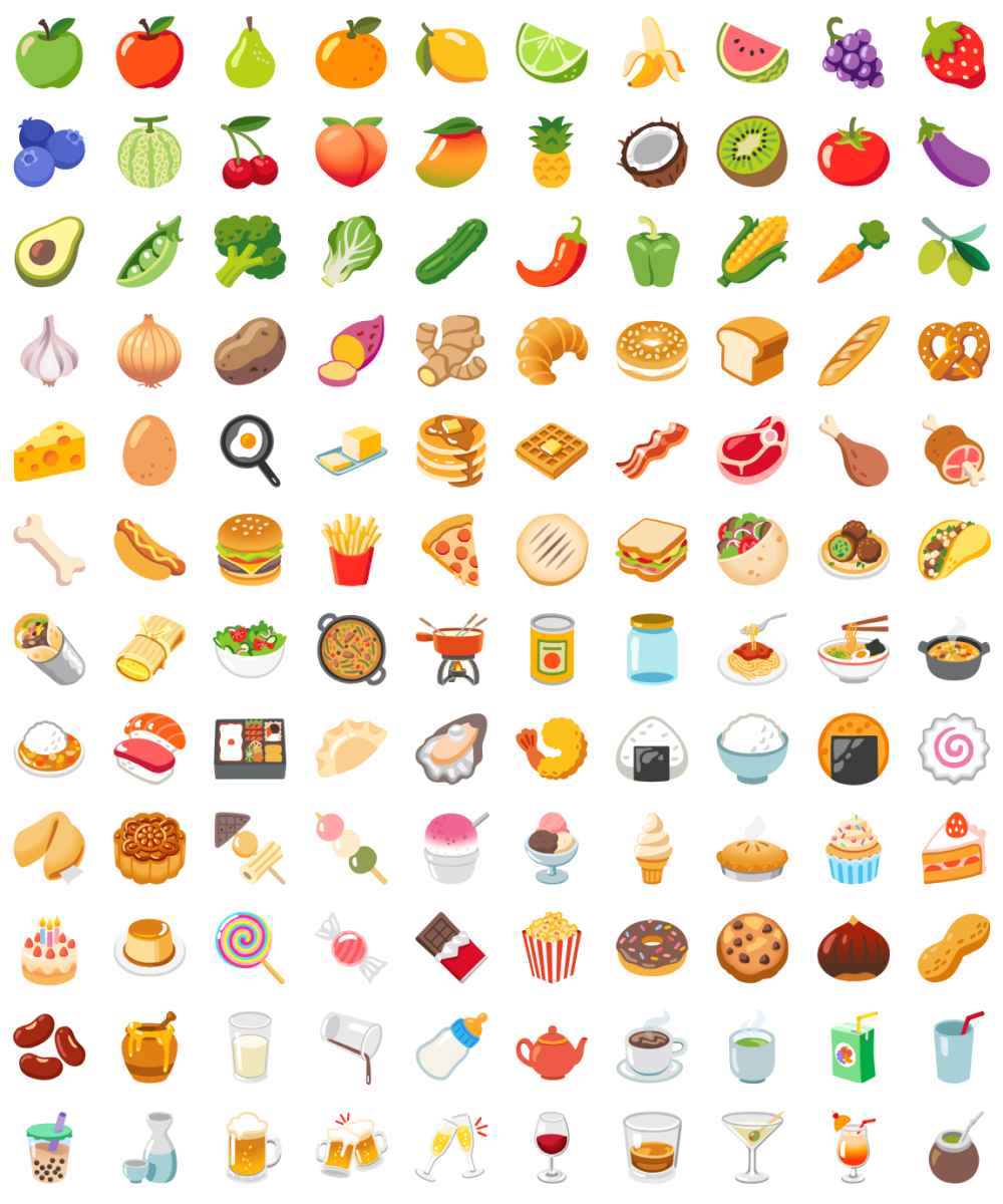 Android 絵文字一覧 - 食べ物と飲み物