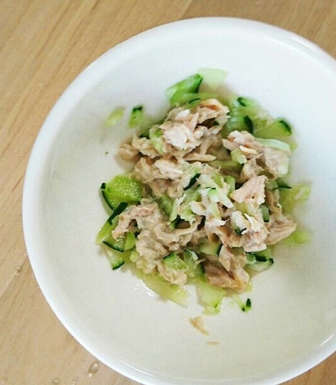 きゅうりとツナちくわサラダ♪