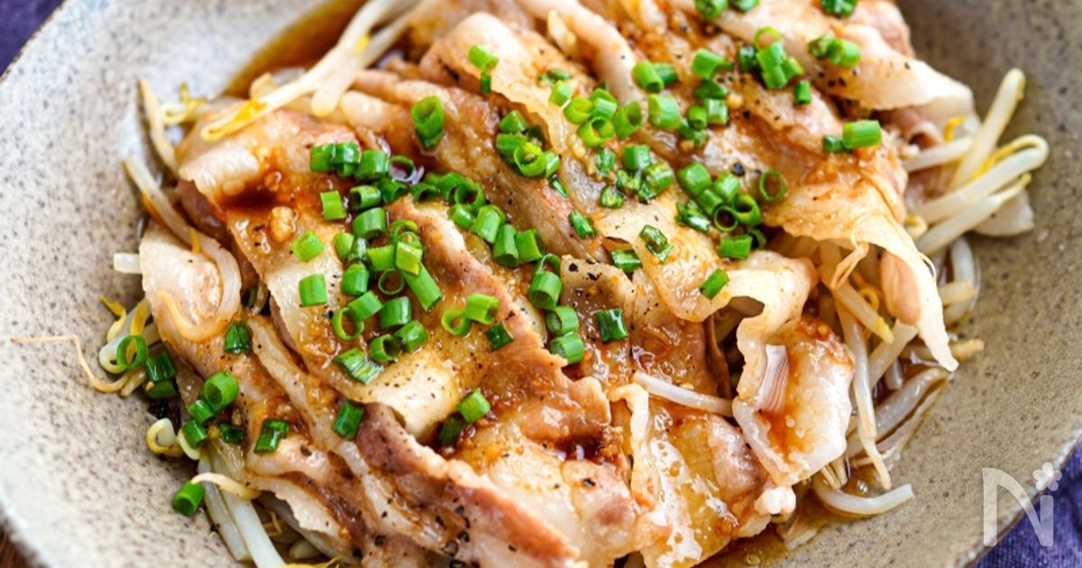 もやしと豚肉のポン酢レンジ蒸し シャキシャキもやし♬︎レシピサイトNadia