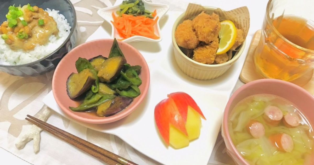 献立紹介：さつまいもの炊き込みご飯他株式会社ケアサービス・まきの実