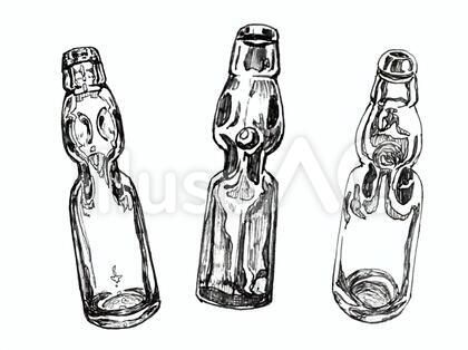 ラムネ瓶とビー玉のイラストのカード イラスト素材6452059- フォトライブラリ
