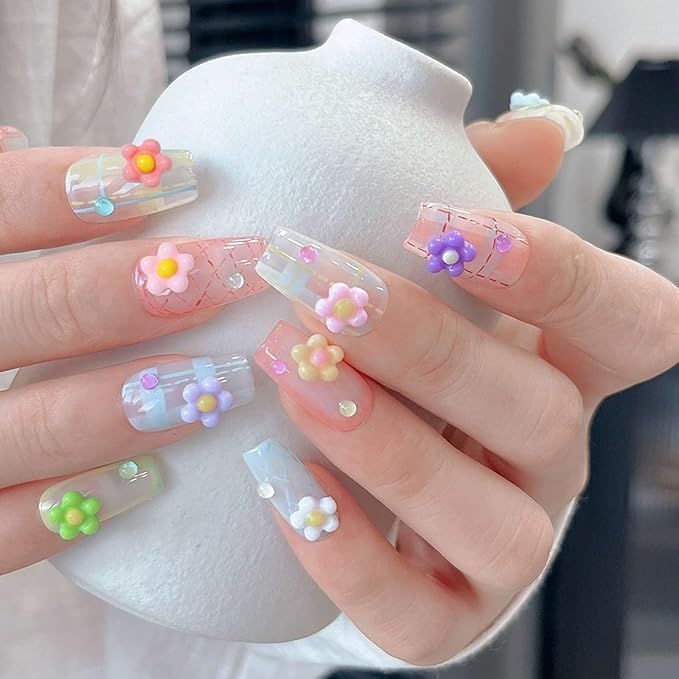 12個セット 250円 キラキラストーン付き チェック柄 お花 デコパーツ ネイルパーツ ネイルアートリボンとデコパーツの販売ハンドメイド資材の専門店 MilkyRibbon