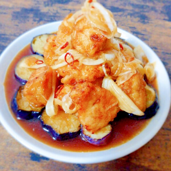 鶏肉の南蛮漬け。なすとピーマンの味噌炒め。miyukiのスマイルキッチン