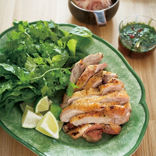 鶏ももとねぎの塩焼き