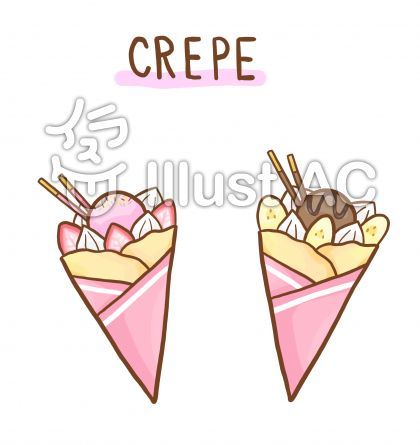 いちごクレープイラストのフリー素材イラストイメージ