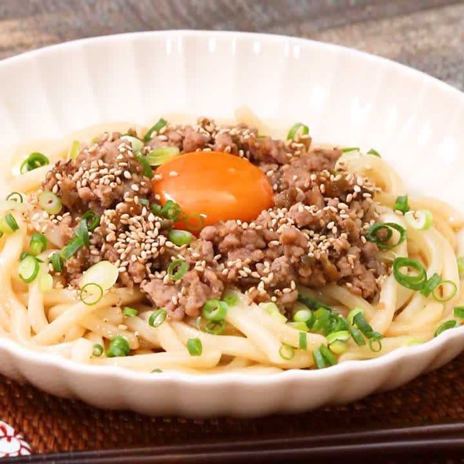 そぼろ釜玉煮うどん