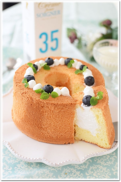 手作りミックスフルーツのシフォンケーキ 4.5号 レモンシフォンケーキのレシピ、失敗なしで