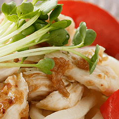 ささみと水菜の梅だれうどんeフレンズ ぱくぱく献立くん