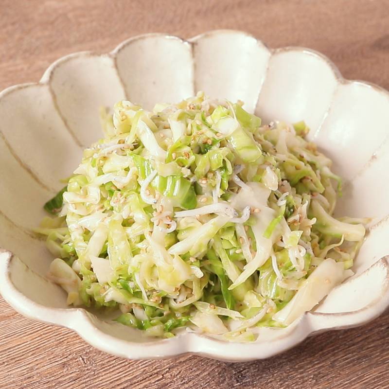 キャベツとしらすの卵炒め