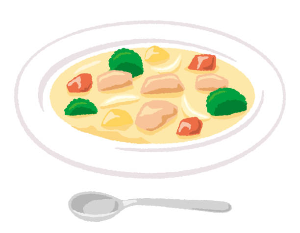 クリームシチューのフリーイラスト - 手書きの料理素材 - チコデザ
