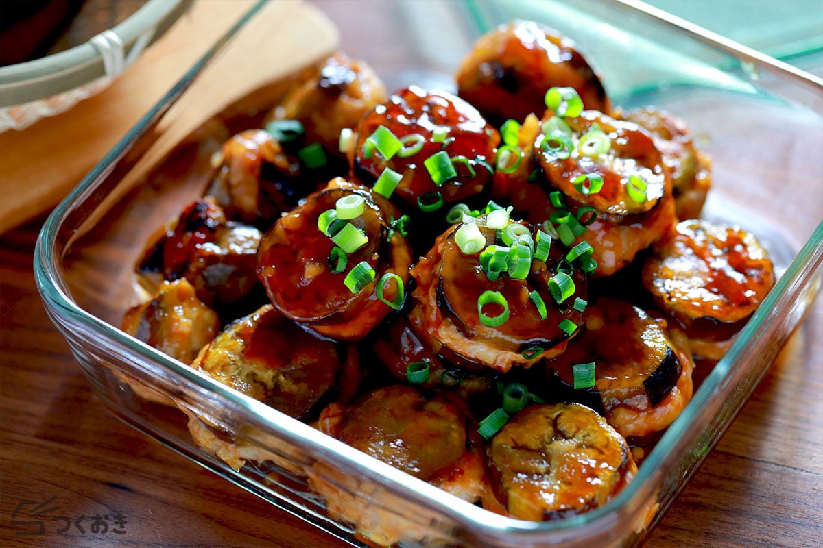 なすの肉はさみレンジ蒸しのレシピトクバイ