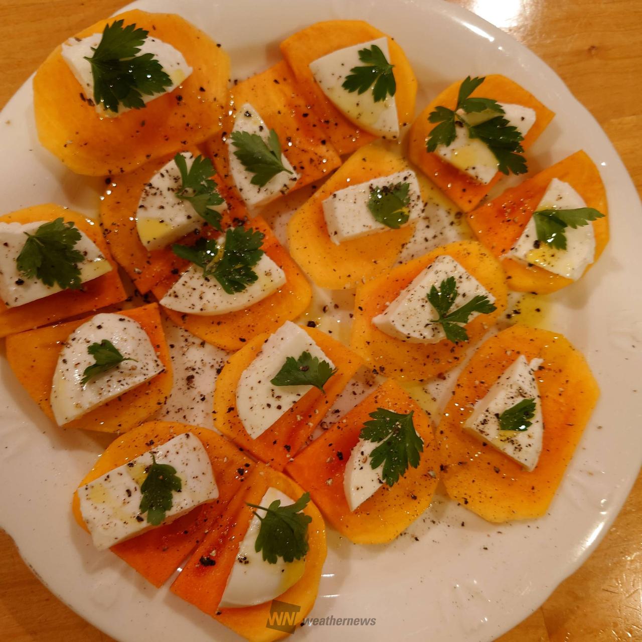 柿と生ハムとクリームチーズのサラダ