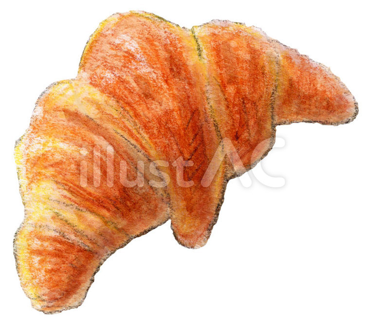 バタークロワッサンイラストのフリー素材イラストイメージ