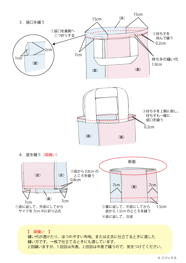 オリジナル型紙 たっぷり7㎝マチ レッスンバッグの作り方 入園入学5点セット - 縫いナビ 生地のマルイシ
