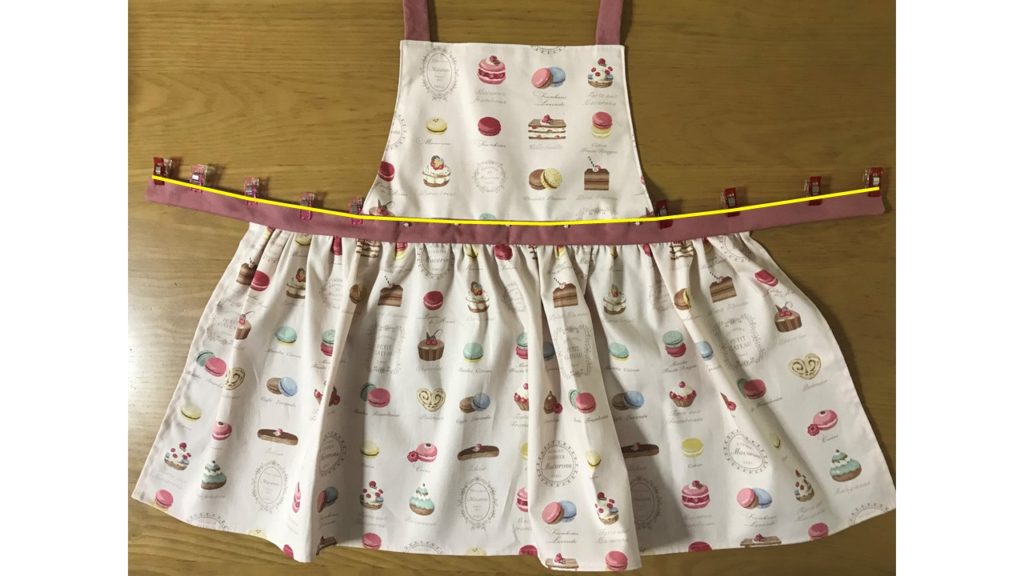 エプロンの作り方 子供サイズでゴム付き裏地付きでリバーシブル対応
