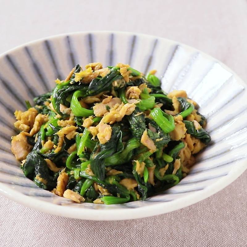 ほうれん草とツナのカレー炒め