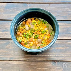 真だらとミックスベジタブルのピラフ