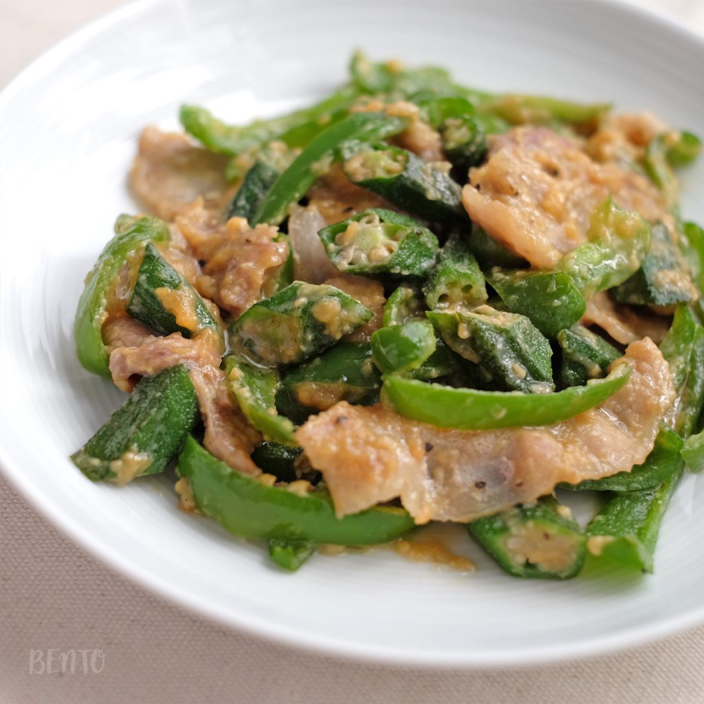 弁当にも！豚肉・オクラ・ピーマンの炒め物