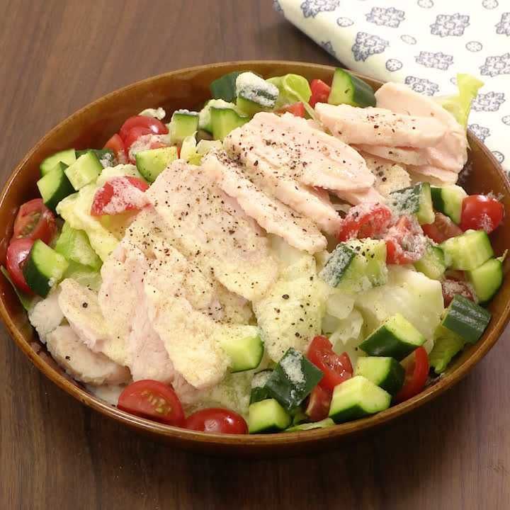 ローストサラダチキンとみかんのサラダ