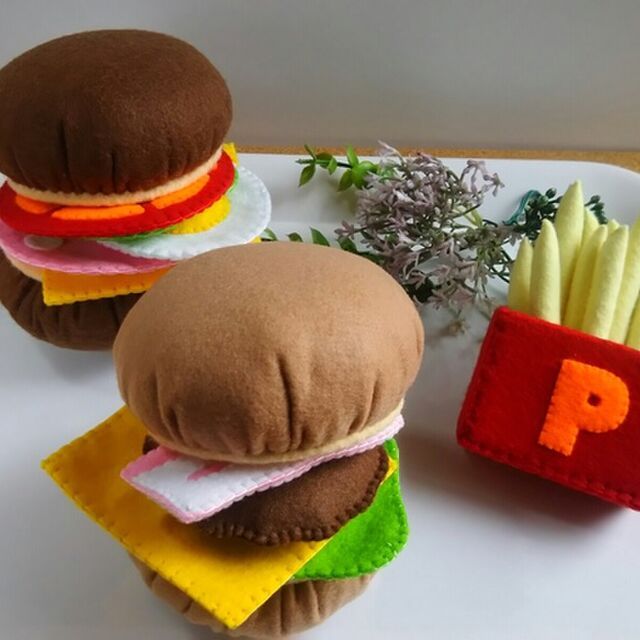 ハンバーガー フェルトままごとブック- 型紙屋 かわうそブック