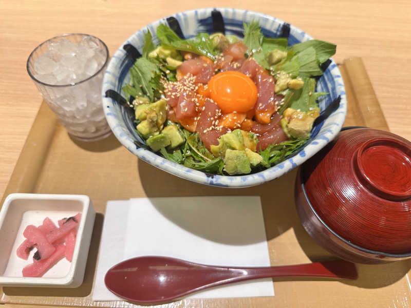 がくのだいどころ さん ☆マグロアボカドユッケ定食 @gakunodaidokoro このたれまじでうまい！ ごはんがすすみすぎる ごはんおかわりして ユッケ丼にして堪能がくのだいどころ佐土原宮崎ごはん宮崎グルメ 宮崎ランチ宮崎定食