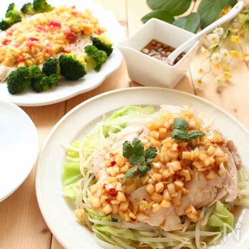 やわらか鶏むね肉で♪揚げない油淋鶏