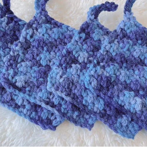 アクリルたわしで作る小さな幸せ✨棒編み丸型10cm