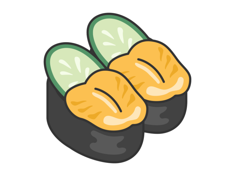 うにの軍艦巻きのイラスト無料のフリー素材 イラストエイト