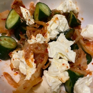 クリームチーズとキュウリちくわのキムチ和え☆ひまごはん、ひよおやつ。ひまひよのお母ちゃんのブログ