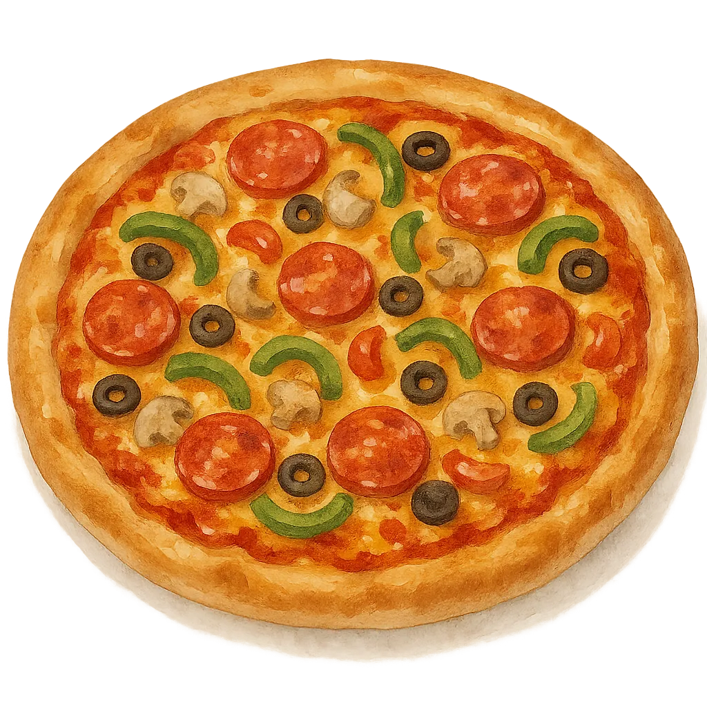 ピザと緑色のリボンのフレーム飾り枠イラスト無料イラスト かわいいフリー素材集 フレームぽけっと