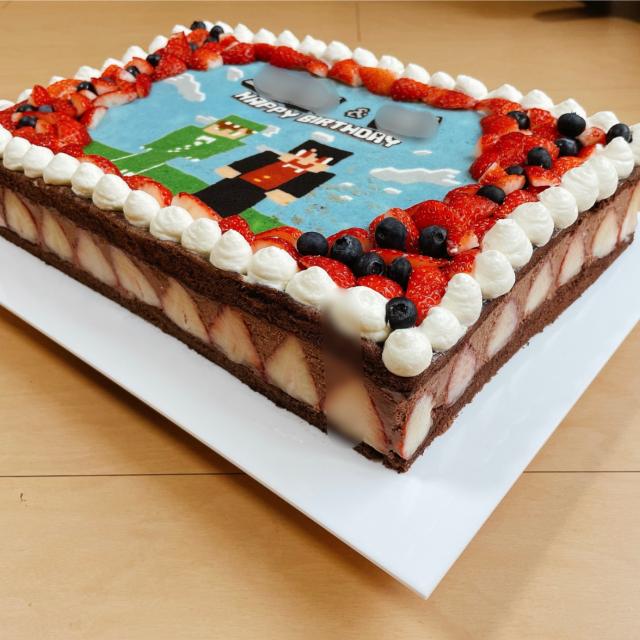 マインクラフト 草ブロックケーキ Minecraft grass block cake : 幸せなトカゲ ～おもにケーキをつくってます